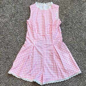 Pink Gingham Sleeveless Jumpsuit